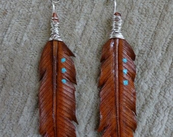 Princess leather feather earring