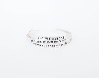 Nevertheless, She Persisted Bracelet Trio Set // Personalized Feminist Bracelet + Custom Hand Stamped + Friendship Bracelet + Mantra