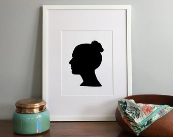 Custom Silhouette Portrait, personalized fine art 8x10 print, printable file