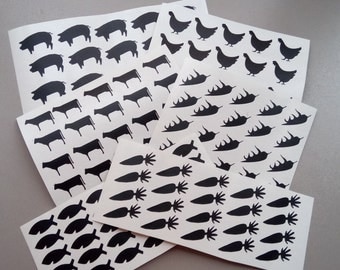 Set of 20 Meal Stickers/Seals - Menu Stickers - Wedding Meal Stickers, Food choice sticker,Table stickers
