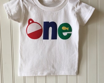 O-fish-ally ONE birthday tee. The BIG one first birthday shirt. Bobber, fishing, boating, vacation, trip, birthday shirt. Any age.