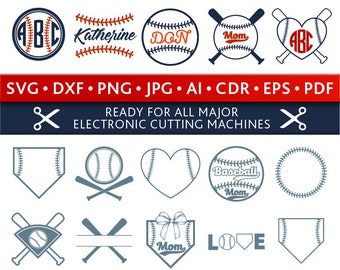 Baseball Svg Baseball Monogram Frames Svg Baseball Frames Svg Cut Files Silhouette Studio Cricut Svg Dxf Jpg Png Eps Pdf Ai Cdr