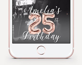 Birthday Snapchat Geofilter, Rose Gold Birthday Geofilter, Birthday Snapchat Filter, Balloon Birthday Geofilter, Birthday Party Geofilter.