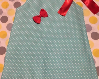 Pillowcase Dress - Blue and White Polkadots