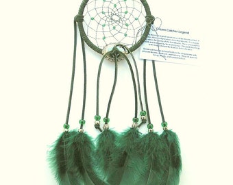 Forest Green Dream Catcher, Turkey Flat Feathers