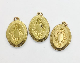 5 pc LOT! Vintage Locket Oval plain Deadstock New Old Stock nos. Old gold. Solid brass. Statement Pendant. Supplies. DIY. m5