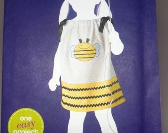 Simplicity 1982 - Very Easy to Sew Toddler's Pillowcase Dress - Sundress - Bee Applique - Size 1/2 - 4 - UNCUT DIY Sewing Project