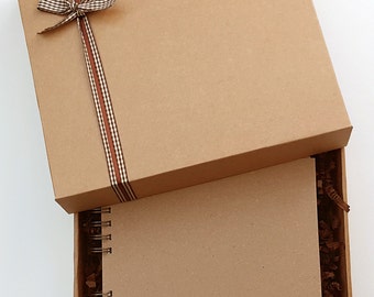 Kraft scrapbook - Blank scrapbook - Rustic scrapbook - Plain scrapbook - kraft journal - handmade scrapbook - 8"x8" boxed memory book