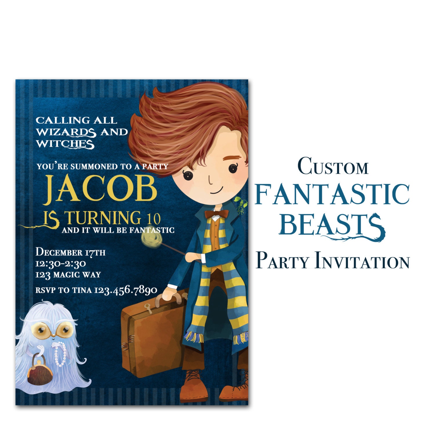 Fantastic Beasts Birthday Invitation Custom wizard and