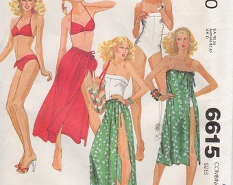 1970s Bikini Swimsuit Coverup Pattern - Vintage McCall's 6615 - Size 12 14 16 Bust 34 36 38 Bathing Suit