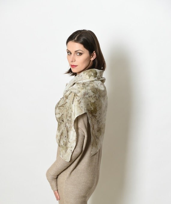 SALE!!!!! Hand dyed scarf, botanical print, eco print, silk scarf, eco friendly fashion, eco friendly scarf