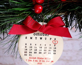 baby's first christmas ornament, Baby ornament, personalized christmas ornament, Birth date, typewriter, Baby shower gift