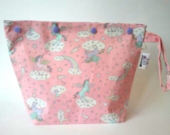 Unicorns and rainbows knitting/spinning/crochet/crafting project bag