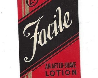 Vintage Buerger's Facile After-Shave Lotion Cosmetic Label, C1920s