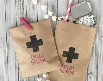 Bachelorette Hangover Kit Bags - "I Regret Nothing" - Hangover Kits - I Regret Nothing Hangover Kits - Bachelorette Party Favors