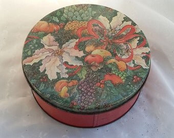 Vintage Round Storage Tin Decorative Container