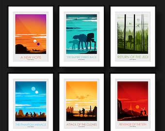 Poster Art Print Set of six Star Wars Movie Posters - Poster Art Print - Wall Art - Poster Print
