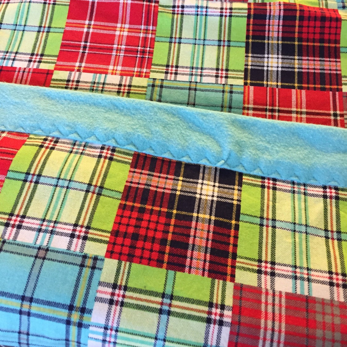 Plaid Receiving Blanket Baby Blanket Reversible Blanket