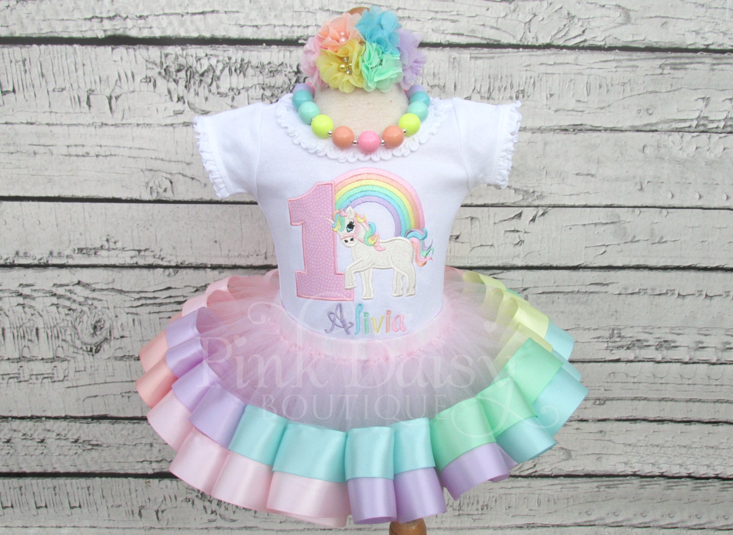 Pastel Rainbow Unicorn Ribbon Tutu Unicorn Birthday Tutu