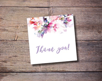 Printable Thank You Favor Tags, Wedding Favor Tag, Flowers, Floral, Wedding Favors, Printable Digital File – Jessica