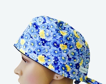 Floral Scrub Caps Women, Daisy Scrub Hats, Personalized with Name, Great Nurse Gift Idea, Surgical scrub Hats, Scrub Caps, Scrub Hats