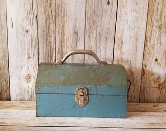 STURDY VINTAGE METAL Box Vintage Tool Box Industrial Storage
