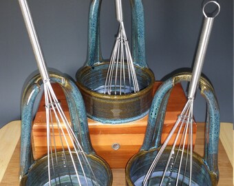 Standing Spoon Rest Mottled Blue