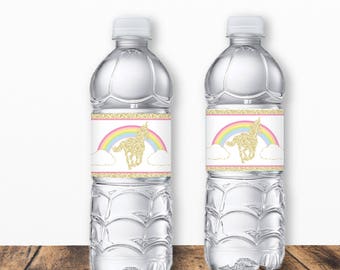 Unicorn Water Bottle Labels, Glitter Unicorn Party, Rainbow, Magical Unicorn Birthday, Printable water bottle, Printable PDF