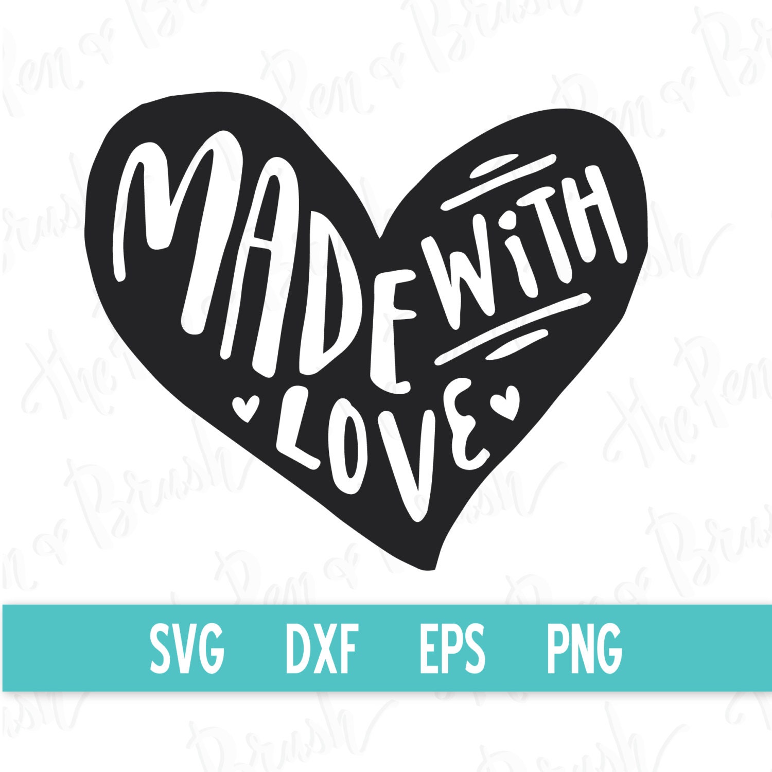 Download SVG: Made with Love Heart Clip Art // Digital Graphics