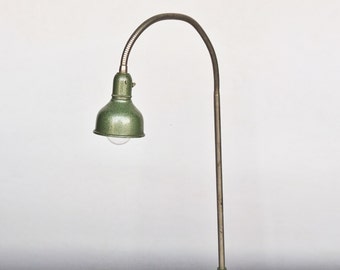 Vintage Clamp On Desk Light / Gooseneck Work Lamp / Industrial Lightning / Mid Century Europe / Green