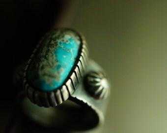 Morenci Turquoise sterling silver RING, Clifton-Morenci District
