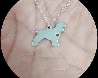 Cocker Spaniel Necklace - Engraving Pendant - Sterling Silver Jewelry - Gold Jewelry - Rose Gold Jewelry - Personalized Pet Dog Jewelry
