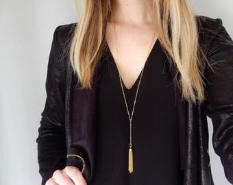 SALE | Gold Tassel Necklace | Boho Necklace Tassel Necklace, Long Necklace, Long Layering Necklace, Long Tassel Necklace, Metal Tassel