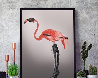 BDSM gift Kinky Boots - Pink Flamingo print flamingo wall art funny flamingo funny gift for friend dorm room decor unique gift for friend