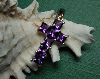 Lovely Deep Purple Amethyst Cross set in Sterling Silver