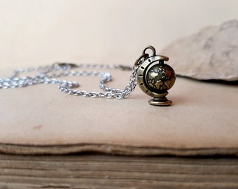 Globe Necklace, Wanderlust Necklace, World Map Necklace, World Travel Gift, Travel Necklace, Travel Lover Gift, Earth Jewelry, Tiny Globe