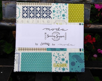 Moda Sunday Supper Fabric Charm Pack by Sweetwater, Quilt fabric, charm pack, cotton fabric, designer fabric, fabric shop