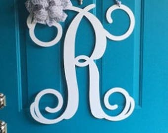 Front door Wreath, Door hanger, front door monogram, Large Metal Letter, initial door hanger, monogram door hanger, monogram wreath,