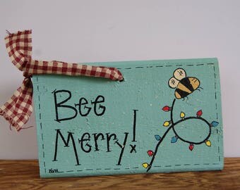 Bumblebee Ornament, Hand Painted Bumblebee Decoration, Bee Merry, Christmas Tree Ornament, Wooden Bumblebee Ornament, Wooden Ornaments, Bees