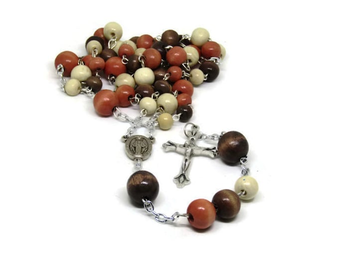 Colorful Rosary - Miraculous Miracle Rosary - Colorful Wood Prayer Beads - Baptism Gift - Spiritual Jewelry,