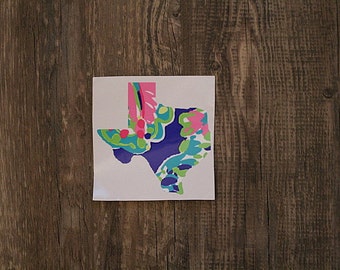 ANY STATE lily pulitzer printed vinyl decal // yeti ramblr, colster, lowball, texas, sticker, sorority