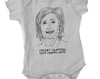 Celery Clinton Onesie. Love Chomps Hate. (Heather Gray)
