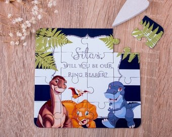 Flower Girl Gift Will You Be My Flower Girl Dinosaur Invitation Puzzle Will You Be My Ring Bearer ANY TITLE Puzzle