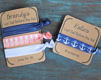 Knot Hair Ties, Bachelorette favor, Last Sail Before the Veil, Nautical Bachelorette Party, Wedding Shower Favor, Bridal Shower Favor