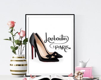 Fashion Print, Christian Louboutin Shoes Print. Watercolor artwork. French Print. Fashion Illustration. Modern Home Décor.