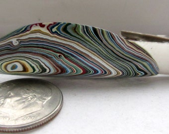 1960's Fordite Tie Bar / Fordite Cabochon