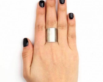 Silver Stack Ring - Silver Cuff Ring - Silver Wide Ring - Silver Tube Ring - Adjustable Ring - Wide Band Ring - Silver Band - Statement