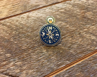 Compass Enamel Pin, Explore Pin, Single Hard Enamel Pin with Butterfly Clutch