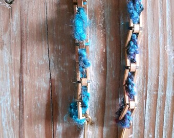 Friendship necklace,Textile necklace,Chain necklace,Woven necklace,Winter jewelry,Woolen jewelry,Sautoir necklace,Long necklace,Bijou doudou