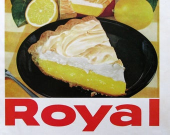 1961 Royal Lemon Pie Filling Ad - Lemon Meringue Pie Recipe - Retro 1960s Dessert Ideas